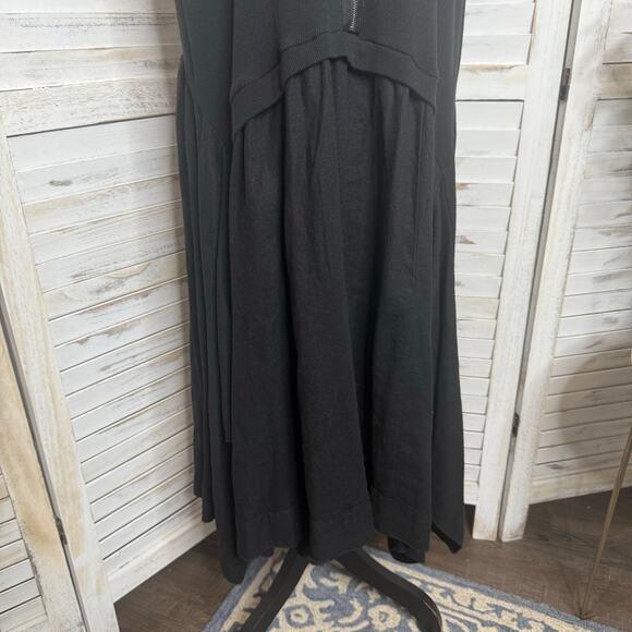 FOR CYNTHIA Women's PLUS 1X Lagenlook Ribbed Sleeveless A Line Linen Dress Black - Picture 9 of 15